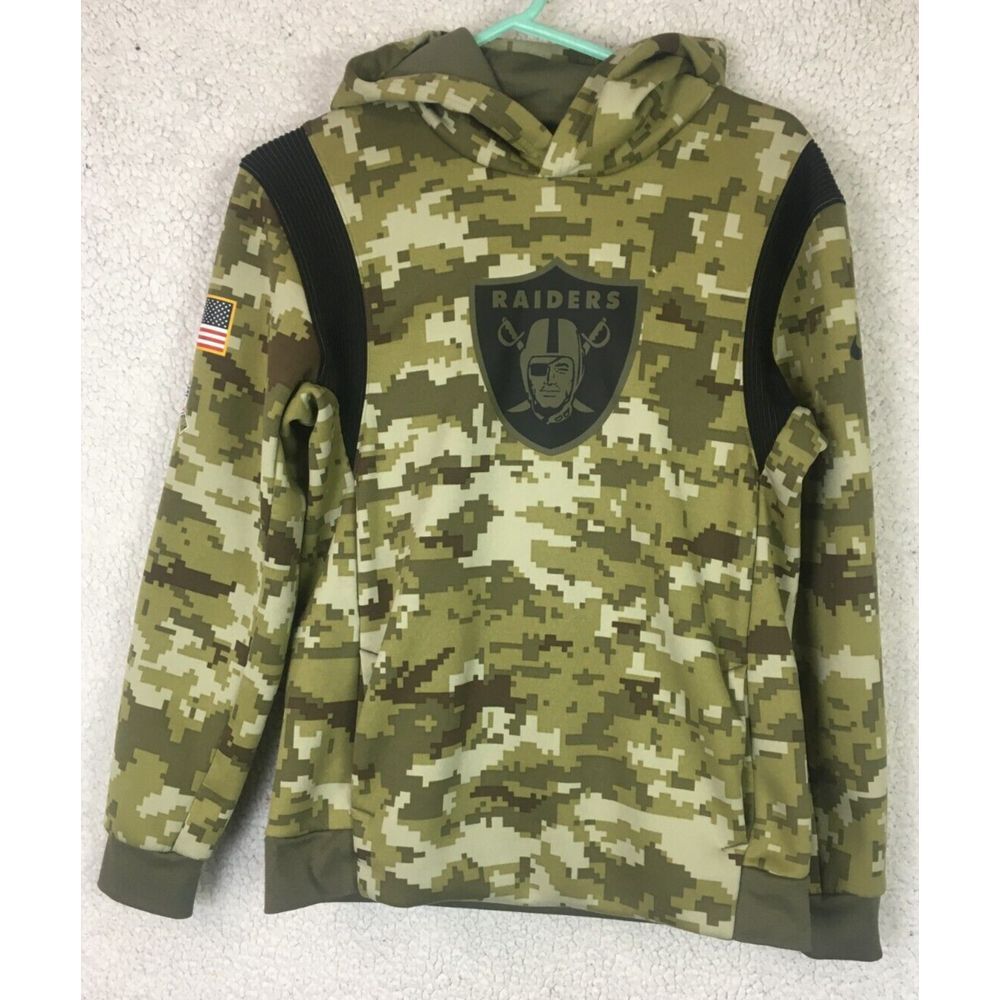 Nike Dri‎ Fit Salute To Service Las Vegas Raiders NFL On Field Hoodie L 14/16